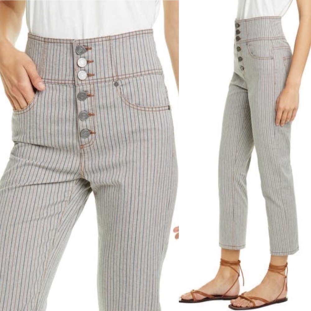 Laurelle Topstitch Stripe Button Fly Pants
JOIE